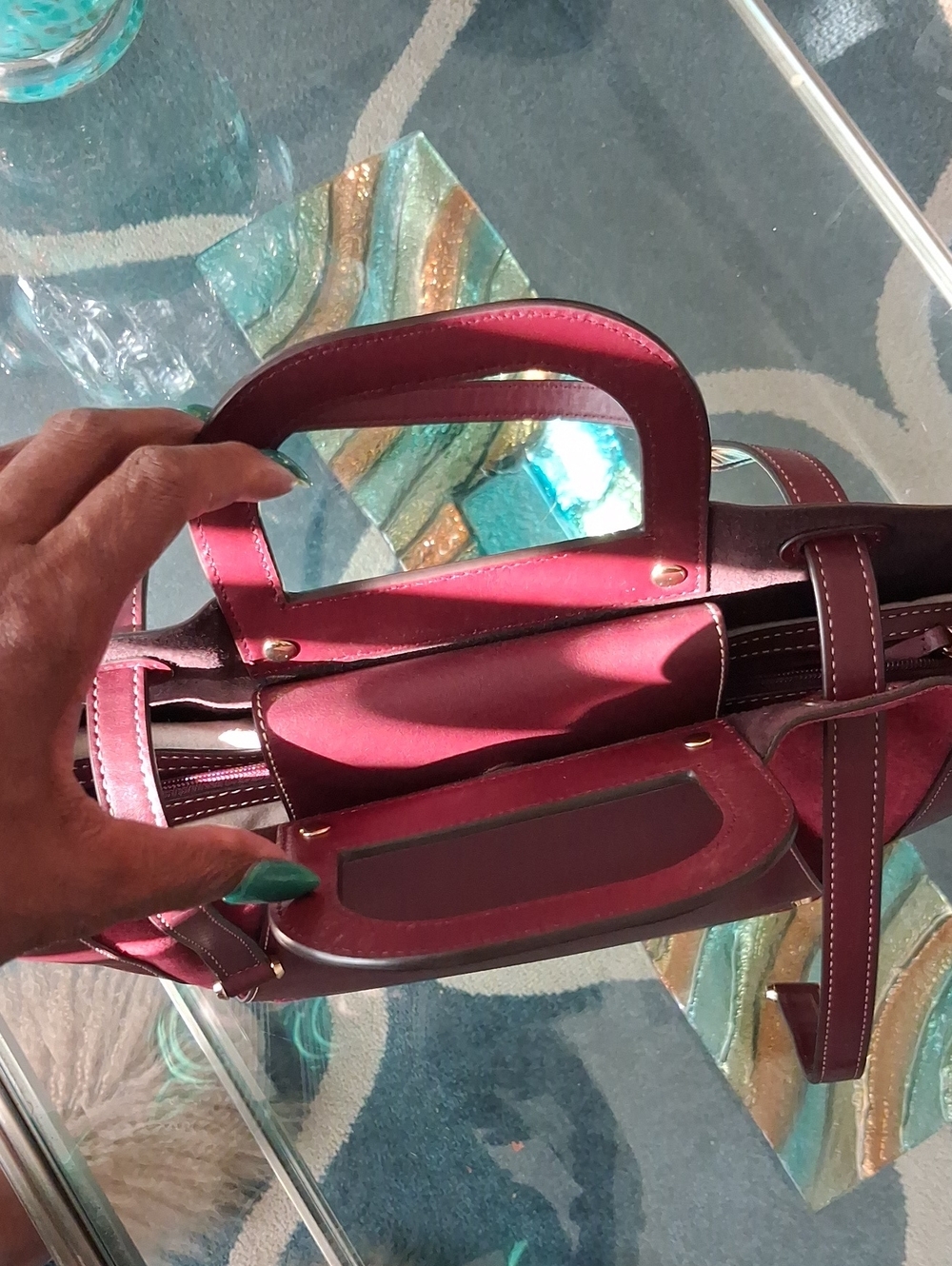 Michael Kors Avril Extra-Large Leather and Suede Tote Bag, Burgundy - Picture 12 of 12